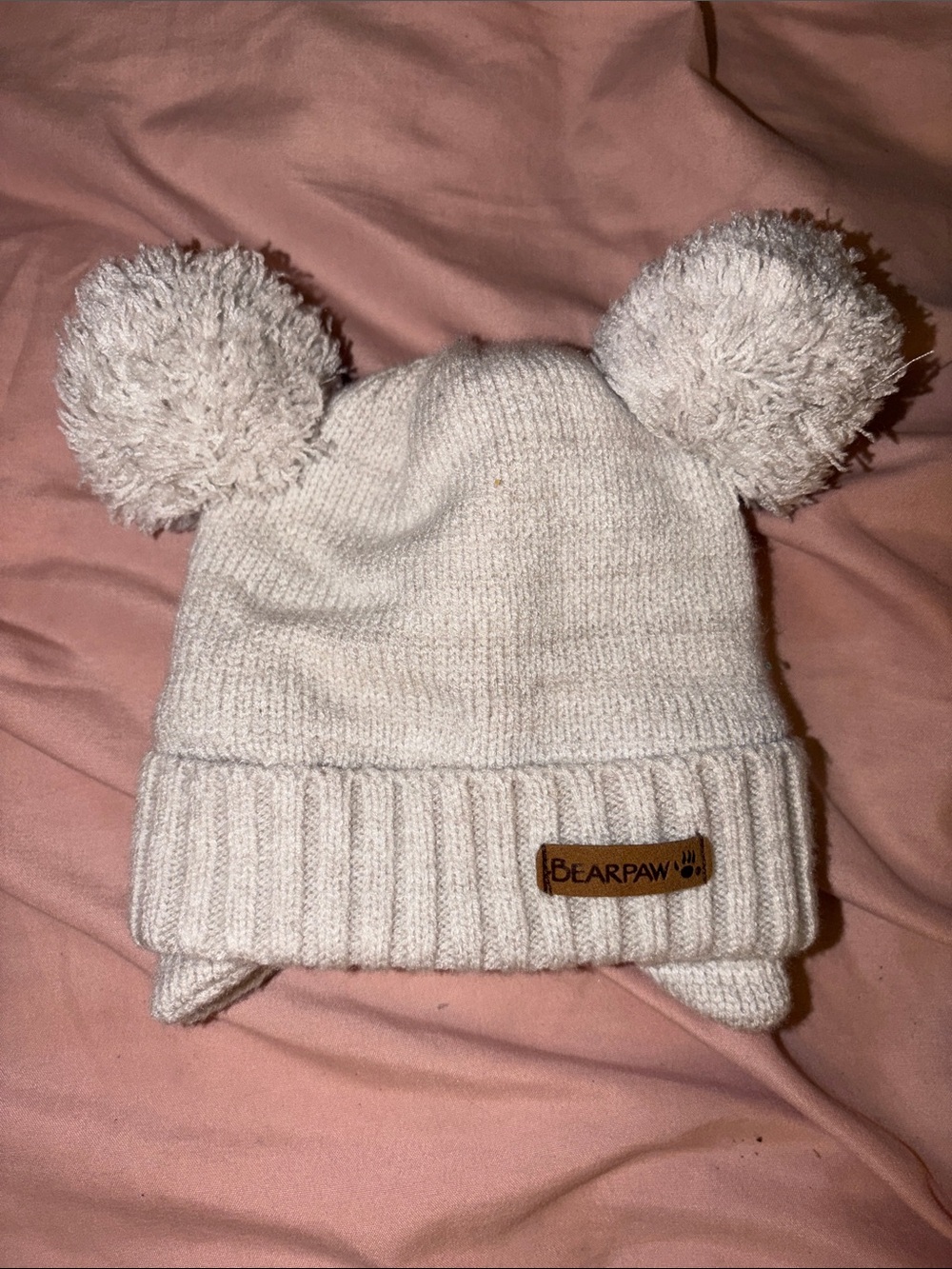 BearPaw Newborn Cream Double Pom Pom Knit Hat